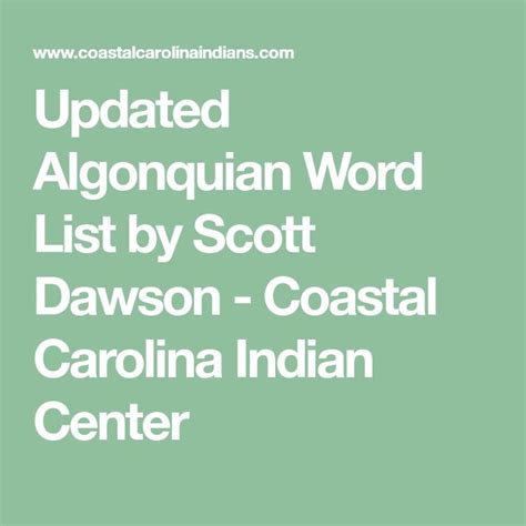 Updated Algonquian Word List by Scott Dawson.